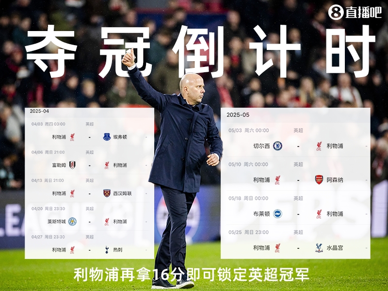 奪冠倒計(jì)時(shí)？槍手三場(chǎng)不勝落后榜首15分，利物浦再拿16分即可奪冠