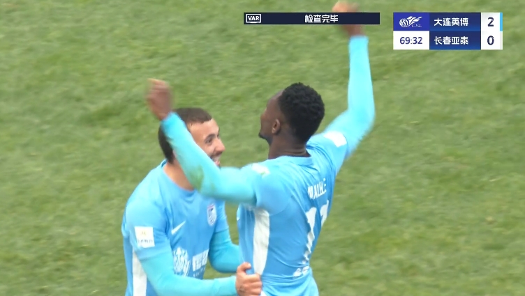 馬萊萊大連處子球！呂焯毅助攻馬萊萊破門，大連英博2-0亞泰